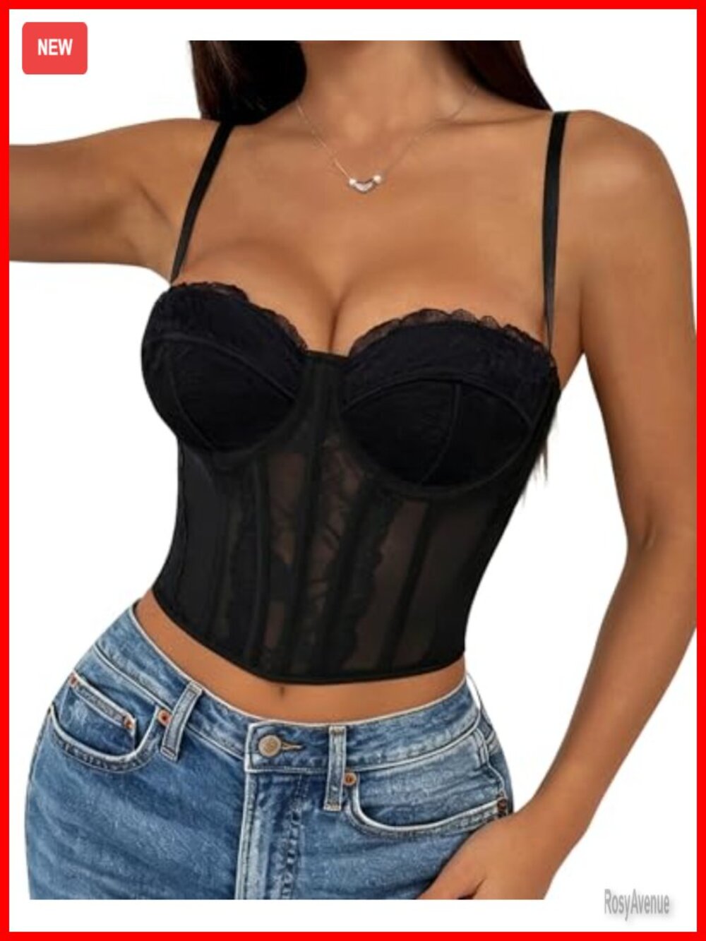 Lace Bustier Corset Top Adjustable Straps Back Hooks Going Out Party